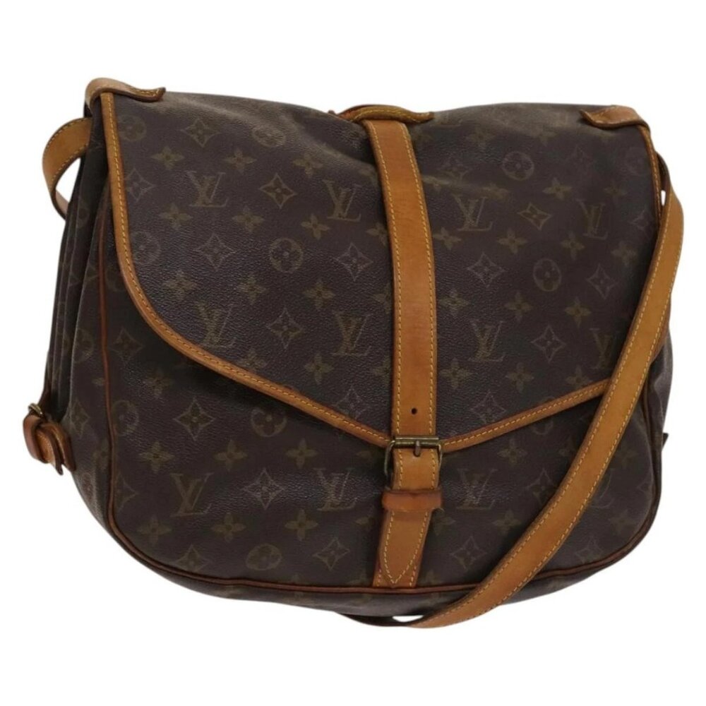 LOUIS VUITTON Monogram Saumur 35 Shoulder Bag M42254 LV Auth BA4420